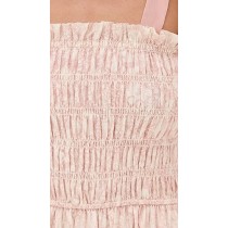 Cute Square Neckline Sleeveless Smocked Elastic Bodice Backless Gathered Tiered Skirt