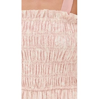 Cute Square Neckline Sleeveless Smocked Elastic Bodice Backless Gathered Tiered Skirt