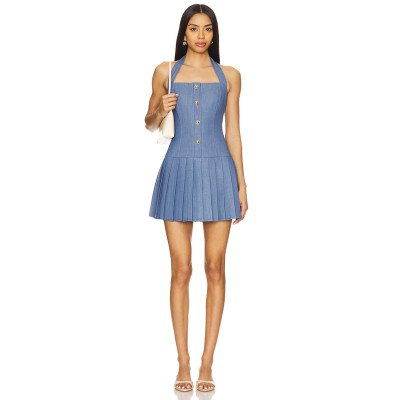 High quality Halter neckline Backless Sleeveless Slim China Manufacture Woman's Mini Dress