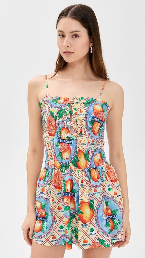Sample Cute Camisole Square Sleeveless Smocked Elastic Bodice Backless Daily Dress