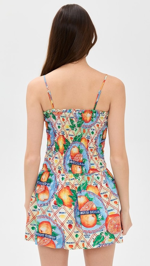 Sample Cute Camisole Square Sleeveless Smocked Elastic Bodice Backless Daily Dress
