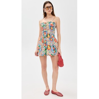 Sample Cute Camisole Square Sleeveless Smocked Elastic Bodice Backless Daily Dress