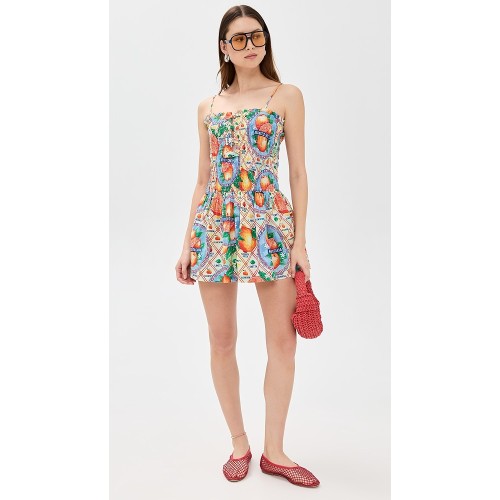 Sample Cute Camisole Square Sleeveless Smocked Elastic Bodice Backless Daily Dress