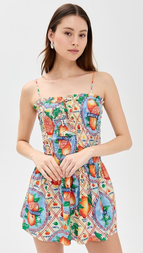 Sample Cute Camisole Square Sleeveless Smocked Elastic Bodice Backless Daily Dress