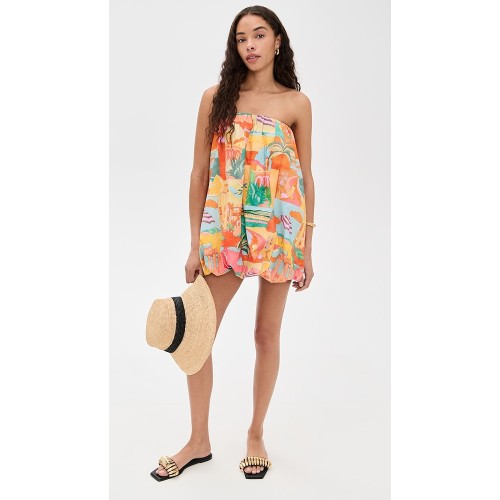 Cute Sample Bandeau Neckline Sleeveless Non-Slip Rubber Binding Bubble Hem Daily Dress