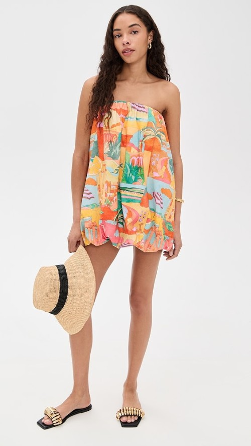 Cute Sample Bandeau Neckline Sleeveless Non-Slip Rubber Binding Bubble Hem Daily Dress