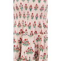 Sweet Sample Square neckline Sleeveless Smocked Elastic Bodice Backless Floral Print Dress