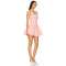 Sweet  Pink Striped Dress Scalloped Edge Lace Square Neckline Puffy Skirt
