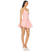 Sweet Pink Striped Dress Scalloped Edge Lace Square Neckline Puffy Skirt