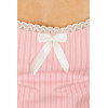 Sweet Pink Striped Dress Scalloped Edge Lace Square Neckline Puffy Skirt