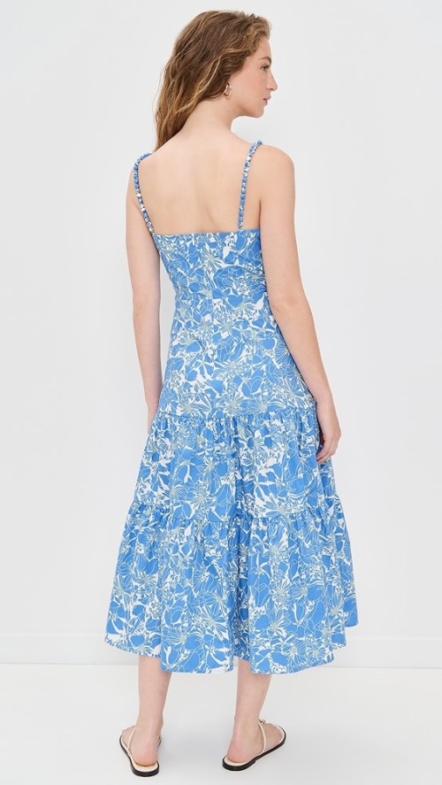 Elegant Fashion Square Neckline Sleeveless Floral Print Backless Casual Dress