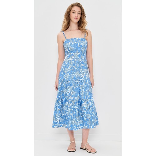 Elegant Fashion Square Neckline Sleeveless Floral Print Backless Casual Dress