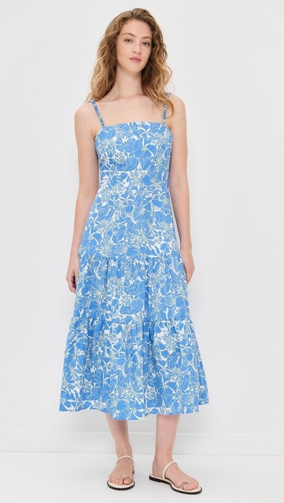 Elegant Fashion Square Neckline Sleeveless Floral Print Backless Casual Dress