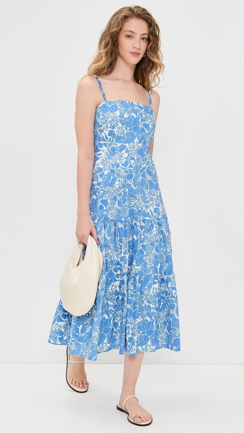 Elegant Fashion Square Neckline Sleeveless Floral Print Backless Casual Dress