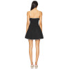 Sweet Cool Black Spaghetti Strap Dress Lace Ttrim Drawstring Ruched Puffy Skirt