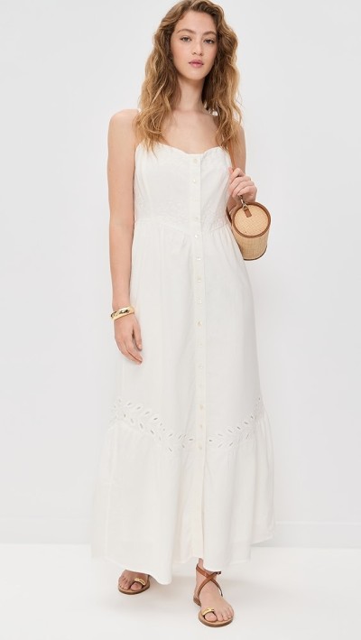 Elegant V-Neckline Sleeveless Backless Solid Color Floral Embroidered Casual Dress