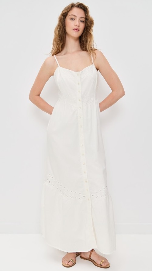 Elegant V-Neckline Sleeveless Backless Solid Color Floral Embroidered Casual Dress