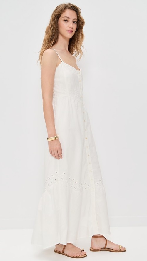 Elegant V-Neckline Sleeveless Backless Solid Color Floral Embroidered Casual Dress