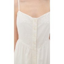 Elegant V-Neckline Sleeveless Backless Solid Color Floral Embroidered Casual Dress