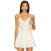 Romantic Pastoral Style Floral Print Lace Spaghetti Strap V Neck Tiered Mini Dress