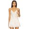 Romantic Pastoral Style Floral Print Lace Spaghetti Strap V Neck Tiered Mini Dress