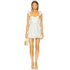 Fresh Sweet Style Floral Print Dress Ruffled Straps Hem Medium Weight Jacquard Fabric Puffy Mini Dress