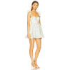 Fresh Sweet Style Floral Print Dress Ruffled Straps Hem Medium Weight Jacquard Fabric Puffy Mini Dress