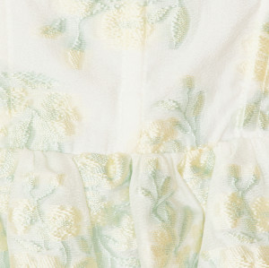Fresh Sweet Style Floral Print Dress Ruffled Straps Hem Medium Weight Jacquard Fabric Puffy Mini Dress
