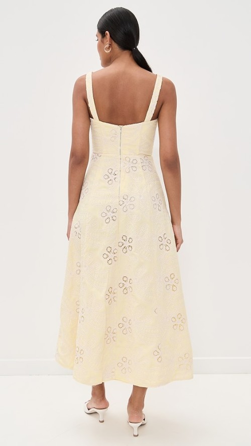 Cute Sample Sweetheart Neckline Sleeveless Stripe Print And Floral Embroidery Casual Dress