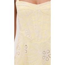 Cute Sample Sweetheart Neckline Sleeveless Stripe Print And Floral Embroidery Casual Dress