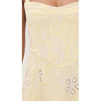 Cute Sample Sweetheart Neckline Sleeveless Stripe Print And Floral Embroidery Casual Dress