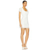 2025 Hot Sale Fashionable Elegant Style White Lace Square Neck Short Sleeved Mini Dress