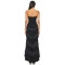 Fashionable Black Satin Strapless Tiered Tassels Asymmetrical Hem Design Dress