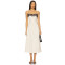 Elegant Vintage Off White Spaghetti Strap Lace Design Heavy Weight Linen Fabric Dress