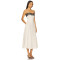 Elegant Vintage Off White Spaghetti Strap Lace Design Heavy Weight Linen Fabric Dress