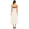 Elegant Vintage Off White Spaghetti Strap Lace Design Heavy Weight Linen Fabric Dress