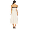 Elegant Vintage Off White Spaghetti Strap Lace Design Heavy Weight Linen Fabric Dress