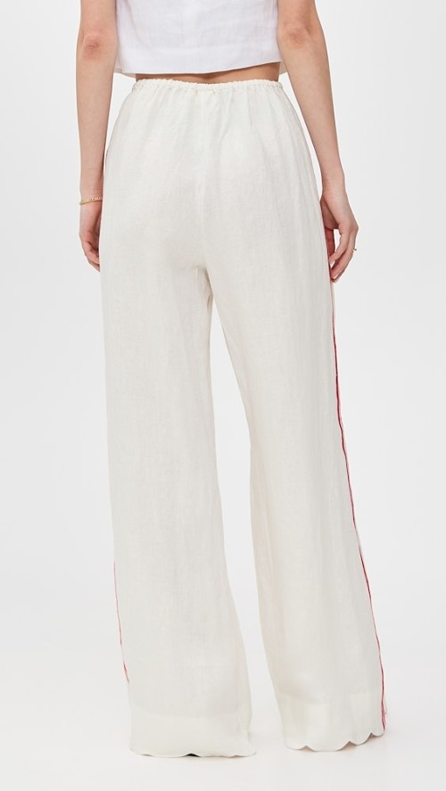 Sample Sport Embroidered Side Stripes Covered Elastic Waist With Drawstring Casual Pants