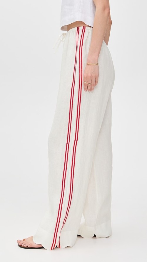 Sample Sport Embroidered Side Stripes Covered Elastic Waist With Drawstring Casual Pants