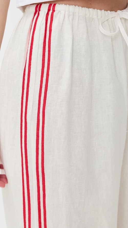 Sample Sport Embroidered Side Stripes Covered Elastic Waist With Drawstring Casual Pants