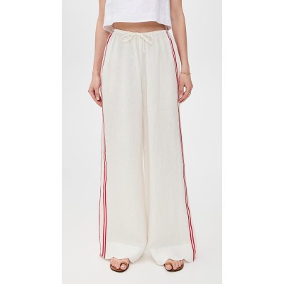 Sample Sport Embroidered Side Stripes Covered Elastic Waist With Drawstring Casual Pants