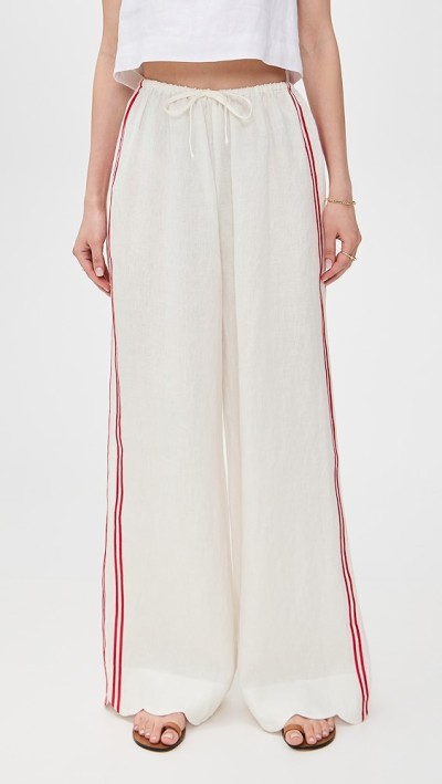 Sample Sport Embroidered Side Stripes Covered Elastic Waist With Drawstring Casual Pants