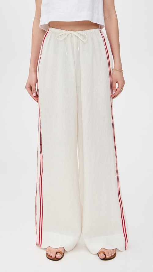 Sample Sport Embroidered Side Stripes Covered Elastic Waist With Drawstring Casual Pants