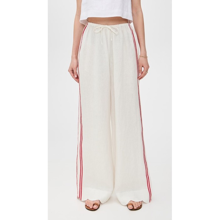 Sample Sport Embroidered Side Stripes Covered Elastic Waist With Drawstring Casual Pants