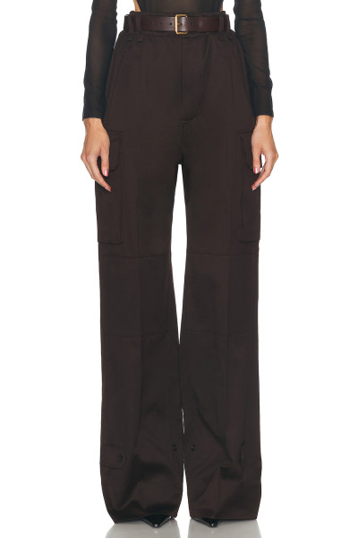 2025 Exquisite Fashionable High quality Custom Logo Wide Leg Belt Trim Woman's Pants