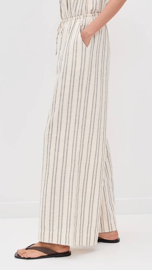 Sample Daily Stripe Print Covered Elastic Waist With Drawstring Casual Pants