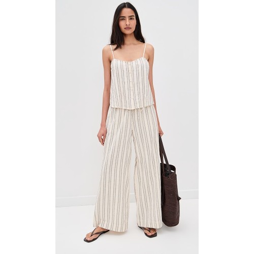 Sample Daily Stripe Print Covered Elastic Waist With Drawstring Casual Pants