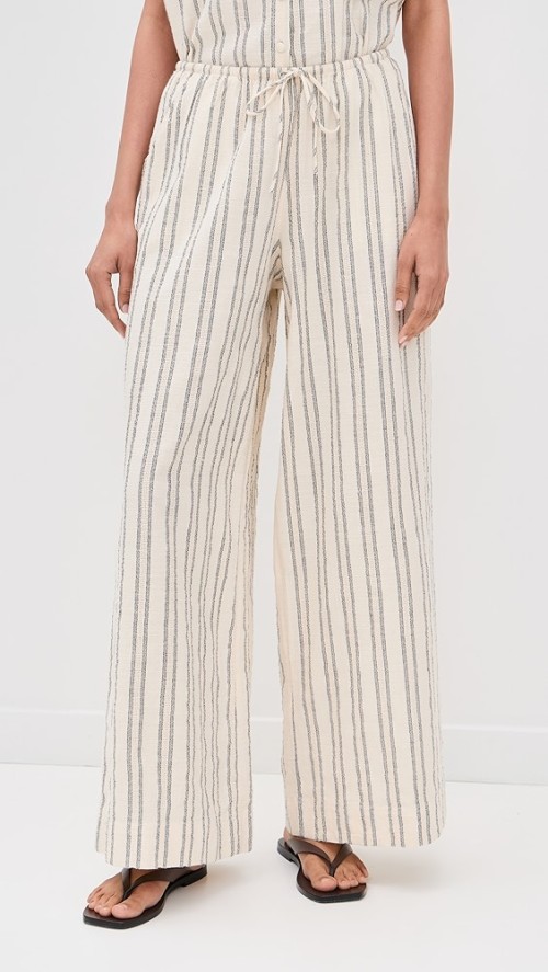 Sample Daily Stripe Print Covered Elastic Waist With Drawstring Casual Pants
