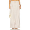 Fashionable Wide Leg Casual Pleated Details Off White Color Double Buckle Design Trousers