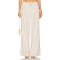 Fashionable Wide Leg Casual Pleated Details Off White Color Double Buckle Design Trousers